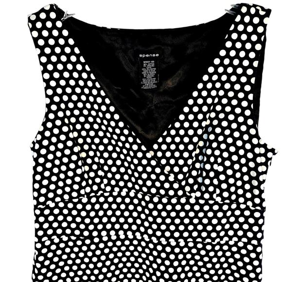 Spense Women's Dress 12 Black White Dot Sleeveless Misses Size Large L - Picture 1 of 5